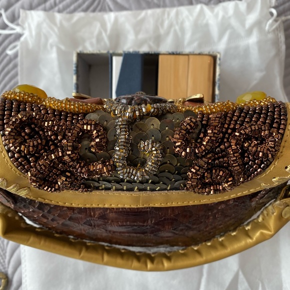 Python Sabbatha Rahzuardi 'MENTAWAI COLONIAL GOLD' genuine couture bag OOAK - Picture 7 of 13